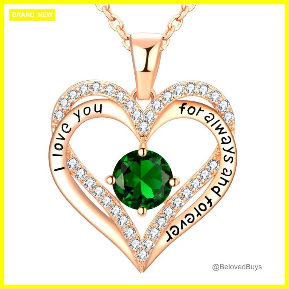 18K Rose Gold Heart Pendant Necklace with Cubic Zirconia, 18.7" Chain